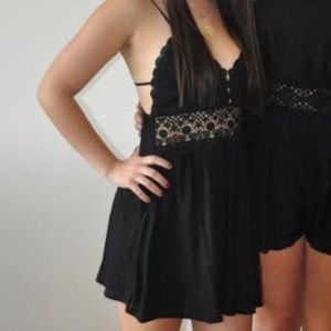 Tobi Black Dress with Lace Detailing